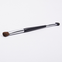 Maßgefertigte Doppelkopf-Naturhaar-Schwammbürste mit Holzgriff für Gesichts- und Augenbrauen-Make-up, Lidschatten-Werkzeug