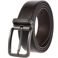 Ceinture classique pour homme en cuir de vachette de deuxième couche avec boucle à ardillon LY35-4027-3