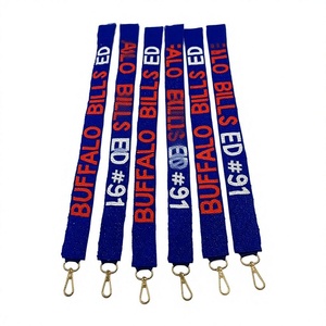 CRYSTAL CRAFT Buffalo Bills Ed # Correa de Tela con Cuentas 91, Estilo Vintage, Colorida, con Texto en Relieve, Accesorio Ecológico para Bolsos - Product Image 1