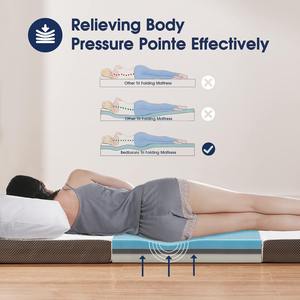 Kasur lipat tiga 4 inci portabel, kasur quilt, tempat tidur tamu, berkemah, portabel, dengan penutup yang dapat dilepas, busa memori, alas lantai - Product Image 3