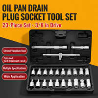 Jeu de douilles de vidange d'huile 23 pièces en acier au chrome-vanadium, entraînement 3/8 pouces, kit d'outils de démontage du bac à huile de transmission