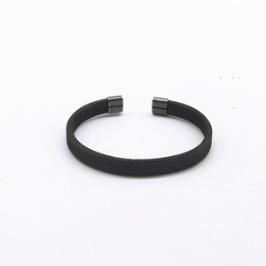 yunnique Minimalist Black Titanium Steel Open <b>Bangle</b> Geometric Design <b>For</b> <b>Men</b> And Women - Product Image 5