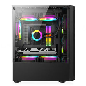 Gabinete de PC Vertical Económico Directo de Fábrica, Gabinete para Juegos ATX con Puerto de Audio y Ventilador para Jugadores de PC, Material Plástico - Product Image 1