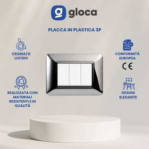 Ensemble d'interrupteurs muraux Gloca à 3 interrupteurs, 3P, en plastique chromé poli, interrupteurs durables pour Matix - Product Image 3