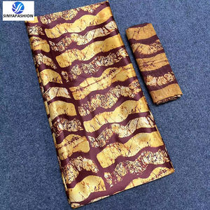 Vải Sa Tanh Nigeria In Hoa Phi Sinya Vải Chiffon Lụa Phong Cách Ankara In Kỹ Thuật Số Chất Liệu Lụa Tơ Tằm 4 + 2Yard - Product Image 4