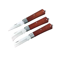 Couteau pliant avec manche en bois, couteau pliant utilitaire, couteau pliant de qualité, lame en acier inoxydable, manche en bois de poirier, ensemble complet