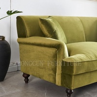 Canapé sectionnel en tissu velours carré trois places avec structure en bois massif, design moderne et durable pour la maison, l'hôtel ou le sous-sol