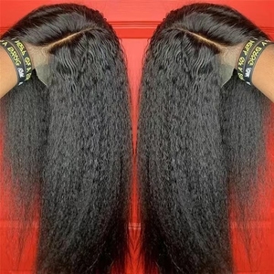<span class=keywords><strong>Parrucche</strong></span> Kinky Senza Colla in <span class=keywords><strong>Capelli</strong></span> Umani 5x5 13x4 Parrucca Frontale in Pizzo Trasparente HD Afro Yaki Liscia Parrucca Frontale 360 per Donne di Colore - Product Image 1