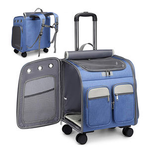 Sac de transport pour chat avec roulettes, poussette pour animaux de compagnie, sac à dos de voyage pour petits chiens, chats, chiots, roulettes amovibles - Product Image 1