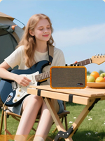 Mini amplificateur de guitare 10W portable rechargeable avec haut-parleur en bois vintage, fonction prise casque et effets multiples