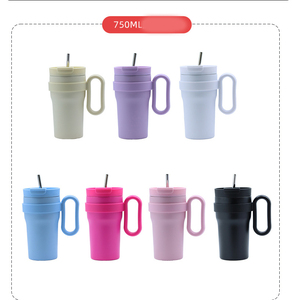 <b>750ml</b> & 1200ml(40oz) Matte Stainless Steel Handled Tumbler with Straw Lid Car Travel Insulated Cup Custom Logo - Product Image 4