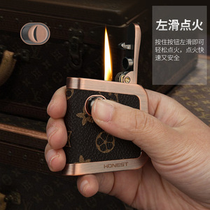 Encendedor de queroseno Honest, diseño vintage de cuero a prueba de viento, accesorio para fumar, encendedor de cigarros y cigarrillos - Product Image 1