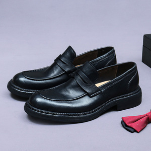 Mocasines de Cuero Genuino para Hombre, Punta Redonda, Sin Cordones, Zapatos de Vestir para Oficina, Entresuela Acolchada de EVA, Suela de Goma, Para Todas las Temporadas - Product Image 2
