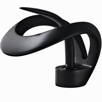 Robinet de lavabo de salle de bain monocommande chaud/froid en laiton noir mat certifié CE, à poser sur comptoir, vente en gros