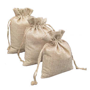 Pochette à cordon en chanvre naturel vente en gros sacs de jute sacs à cordon en toile de jute biodégradable avec ficelle - Product Image 3