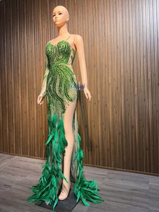 Robe fourreau élégante pour femme, une seule manche longue, en tissu de soie avec strass haut de gamme, robe de soirée de luxe, confortable pour l'hiver - Product Image 4