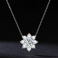 S925 Silber Moissanit-Schmuckset Sonnenblumen-Design Exquisite Halskette Ohrringe Ring Set Damen Hochzeit Party Schmuck