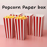 Sacs à Popcorn Personnalisés en Carton Blanc Qualité Alimentaire avec Rayures Rouges, Boîte à Popcorn Auto-ouvrante pour Fast-Food et Cinéma
