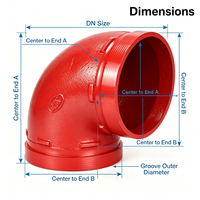 Raccord coudé rainuré à 90 degrés en fonte ductile avec peinture pour systèmes de protection incendie certifié ASTM pour applications pétrolières et gazéifiques
