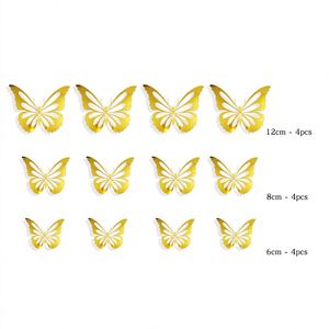 12 autocollants muraux 3D papillons dorés creux en papier de haute qualité pour chambre, salon et porche - Product Image 6