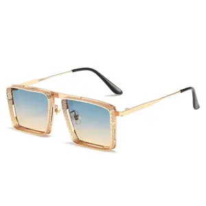 KD2024 Nieuwe Mode Vierkante Steampunk Zonnebril Unisex Alloy Hollow Stoom Punk Shades Brillen UV400