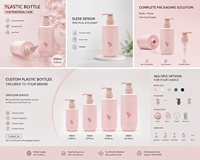 Flacon pompe carré rose pastel avec impression de fleurs de cerisier, logo personnalisé, contenant pour lotion, shampoing, cosmétiques