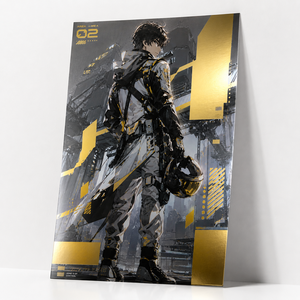 Affiches personnalisées en feuille d'or, impressions d'art, finition brillante numérique métallisée effet <span class=keywords><strong>miroir</strong></span>, illustrations pour expositions Anime/<span class=keywords><strong>Manga</strong></span>/Comic Con - Product Image 1