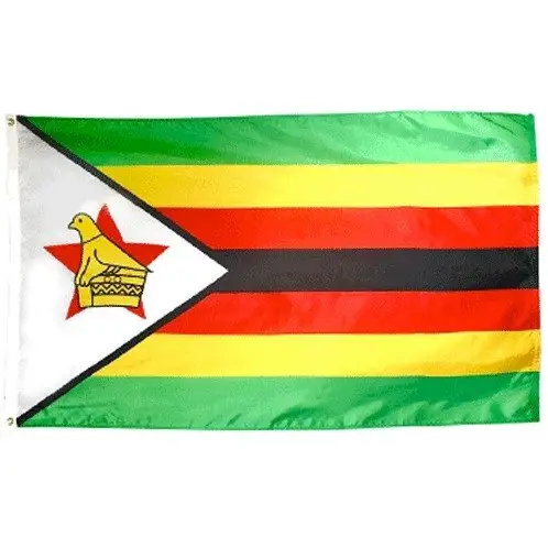 Wholesale Digital Printing Polyester Custom Zimbabwe National Green Yellow Red Black Line Stripe Zimbabwe Country Flag