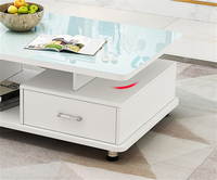 Ensemble de 3 meubles de salon modernes : meuble TV style chaise et table basse en verre, avec table basse intégrée au meuble TV