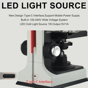 학생용 LED 조명이있는 40X-2500X 쌍안 생물학적 현미경 실험실 교육 현미경 - Product Image 4