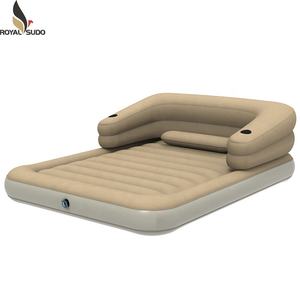 Cama de aire inflable de pvc, sofá cama con reposabrazos, marrón, x 67cm - Product Image 1
