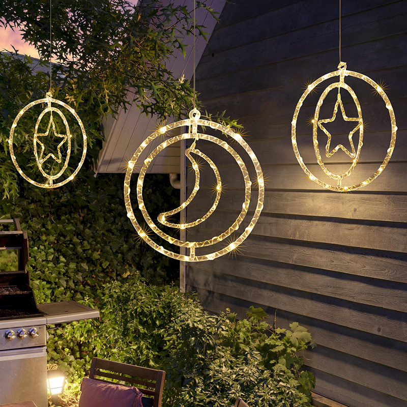 Metallic Hanging Star Decoration In Silver Black Or Gold