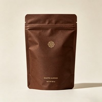 Emballage de café de luxe biologique, sachet en papier kraft, compostable, biodégradable, barrière, valve unidirectionnelle, logo personnalisé imprimé