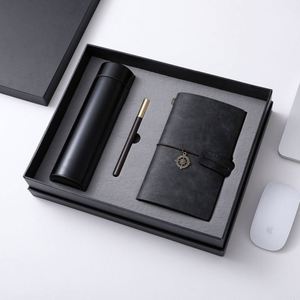 Set de Regalo Personalizado de Cuaderno de Cuero con Cordón y Botella de Agua, Set de Regalo Promocional al por Mayor con Libreta, Taza Térmica y Bolígrafo de Madera - Product Image 2