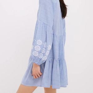 Vestidos de Verano al por Mayor para Mujer, Vestidos Casuales Holgados y Modestos, Vestido Mini con Cuello en V, 100% Algodón, Bordado Floral - Product Image 3