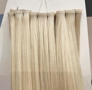 Qingdao <span class=keywords><strong>Alano</strong></span> Invisible Doble dibujado Máquina rusa Trama Extensión de cabello rizado profundo Personalizar Extensión de cabello de trama plana de seda - Product Image 6
