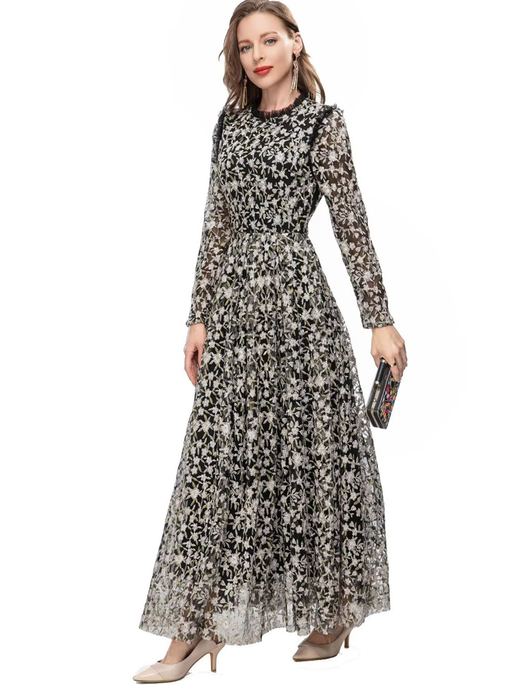 sachin and babi light blue dress XXL Long Evening Dress 2024 Autumn Winter Party Women Allover Exquisite  Embroidery Lace Patchwork Long Sleeve Black Maxi Dress| Alibaba.com