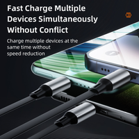 Chargeur rapide 100W, câble USB 3-en-1 avec conducteur en cuivre pur pour ports Android/iOS/ordinateur/écouteurs