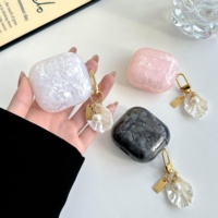 Étui de protection pour écouteurs AirPods 4 3 2 1 en TPU avec motif coquille style Ins et breloque perle, compatible AirPods Pro 3