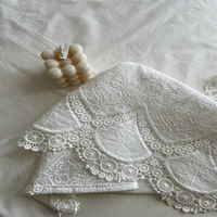 Style français 100% coton blanc fleur dentelle nappe fête de mariage frais lumière luxe pur coton nappe décoration de la maison