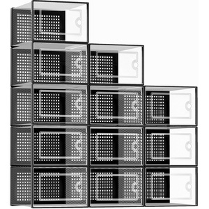 Lot de 12 boîtes de rangement pour chaussures, organiseurs, bacs, contenants en plastique transparent empilables pour baskets - Product Image 1