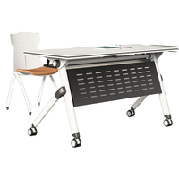Table de conférence et chaise pliantes modernes en aluminium Mekia - Bureau de travail multifonctionnel mobile