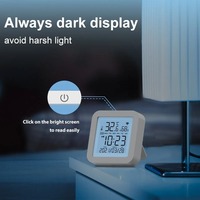 Tuya WiFi Sensor Kelembaban Suhu Cerdas LCD Tampilan Digital Termometer Higrometer Jam Kalender Alexa Google