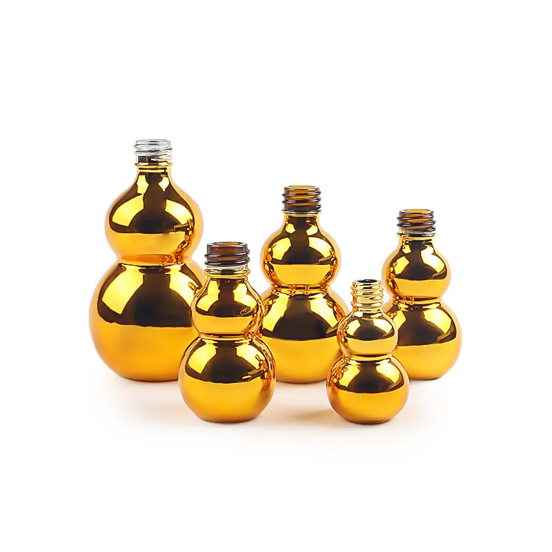 Großhandel 10ml 20ml 30ml 50ml 100ml einzigartige Form Goldglas ätherisches Öl Parfüm flasche mit Pumps prayer