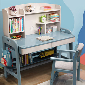 Juego de escritorio y silla de estudio para niños, altura ajustable, diseño moderno de madera maciza para estudiantes de primaria, mesa de estudio para el hogar, 100x55cm - Product Image 1