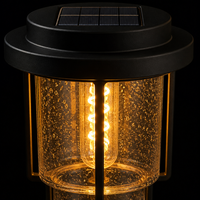 Lampe solaire d'extérieur pour allée, avec capuchon en métal noir, ampoule Edison, 14 lumens, pour jardin et allée