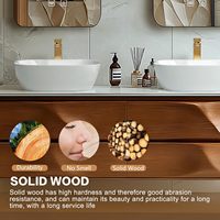 Ensemble de meubles de salle de bain modernes en bois massif étanche 2026 Juerte OEM avec lavabo en céramique mural en cuivre et miroir LED, style ferme, pour chambre à coucher