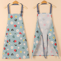 Tablier en coton réglable ARBINSON à motif floral pour femmes avec poches, lavable en machine, pour cuisine, cuisson, barbecue (bleu/fleurs)