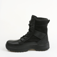 Bottes tactiques de sécurité en cuir lisse imperméable à tige haute, semelle extérieure en caoutchouc durable, chaussures de travail pour hommes