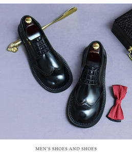 Chaussures de bureau formelles de qualité luxueuse de style italien Chaussures pour hommes en cuir véritable à lacets Oxford Fabriquées à la main Respirantes en caoutchouc - Product Image 5